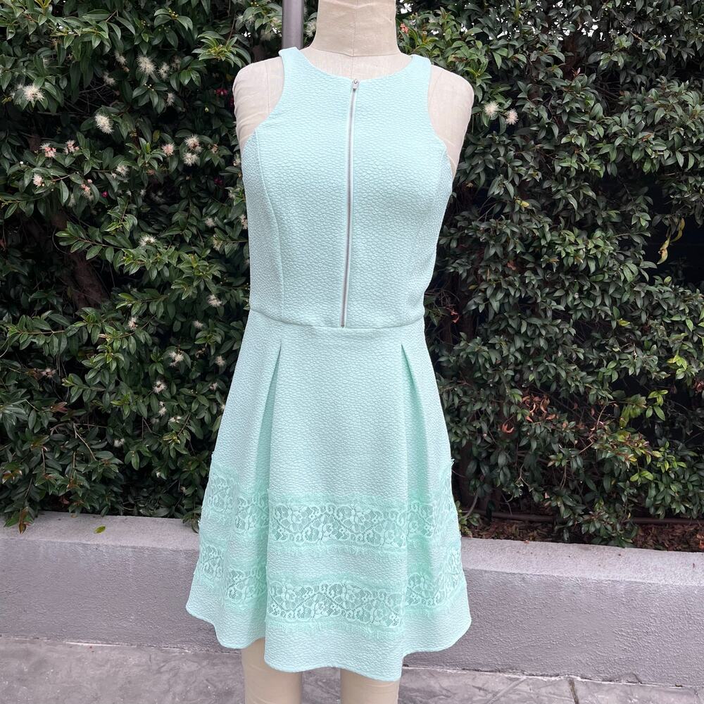 Express Mint Green Lace Fit & Flare Dress Size 4 Twee Classic